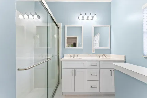 a view of small space with racks on the wall