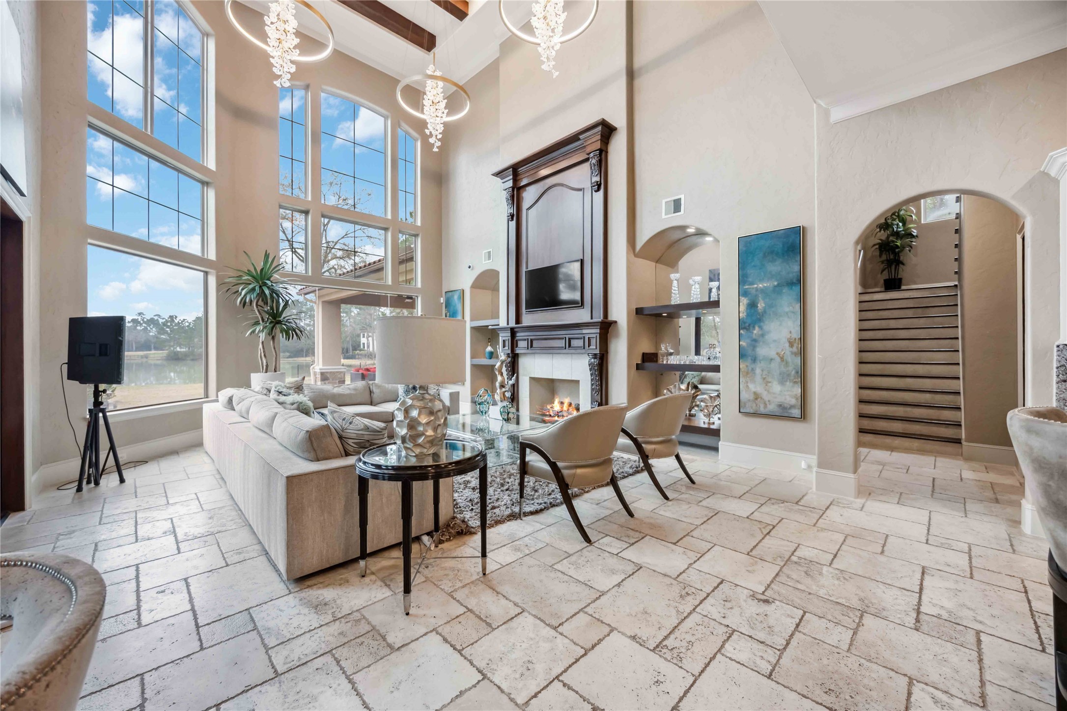 4510 Siandra Creek Court Spring, TX 77386 - Photo 11 of 50 a living room with fireplace furniture and a rug
