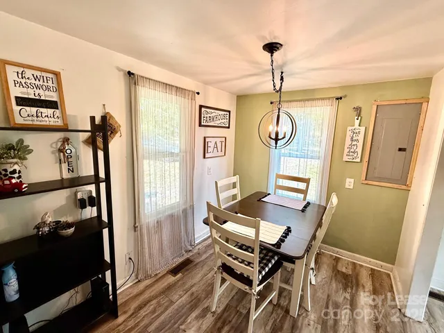 a workspace with wooden floor