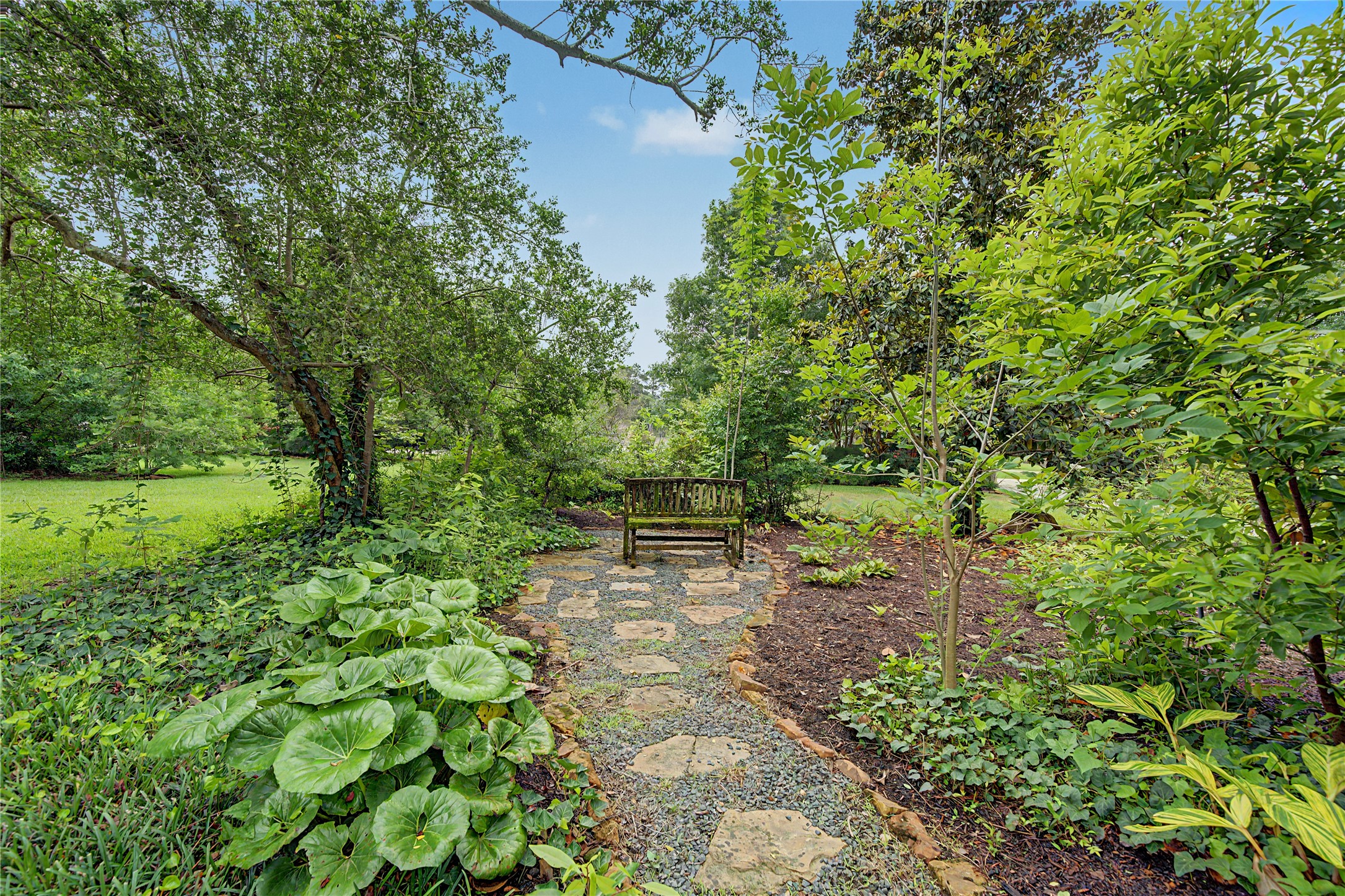 4423 Silver Jade Drive Spring, TX 77386 - Photo 43 of 45 a view of a yard with plants and large trees