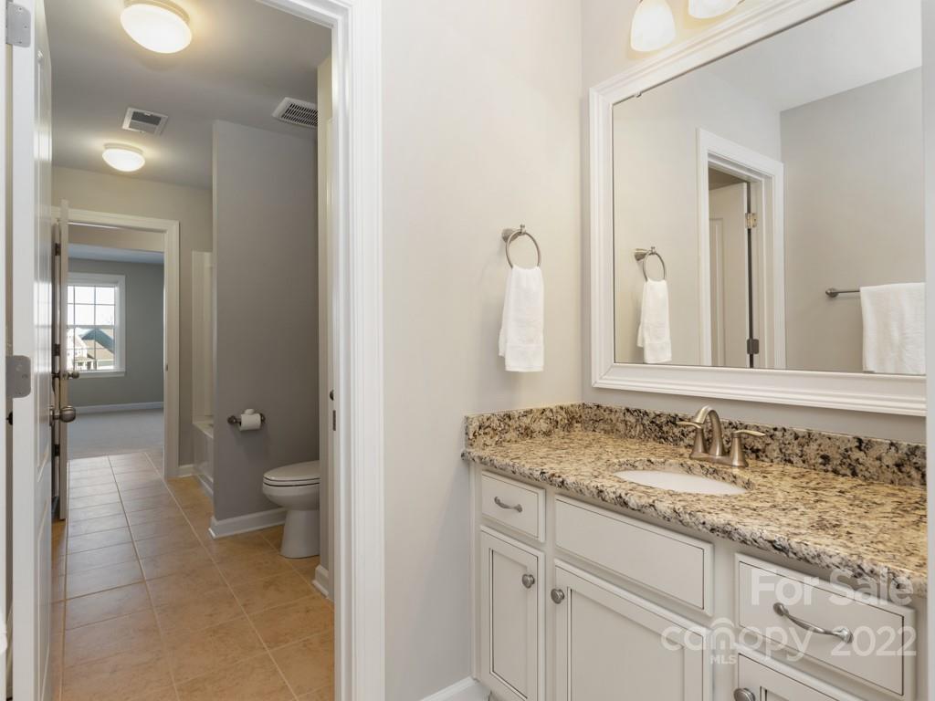 1335 Bryson Gap Drive Fort Mill, SC 29715 - Photo 24 of 29 a bathroom with a granite countertop sink and a mirror