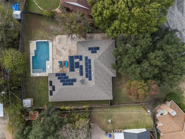 an aerial view of a house