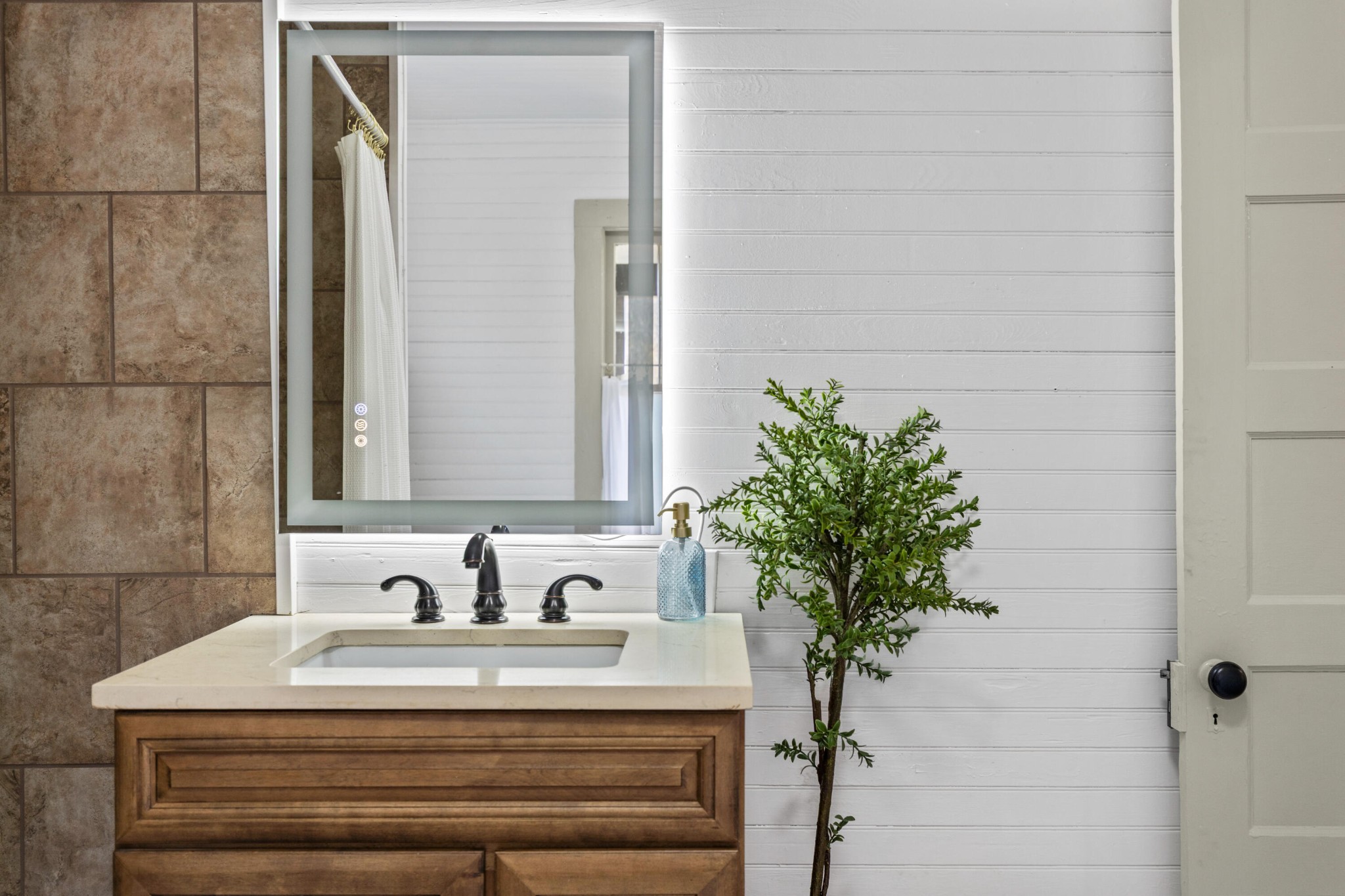 1210 Old Englewood Road Athens, TN 37303 - Photo 18 of 28 a bathroom with a sink a mirror and a potted plant