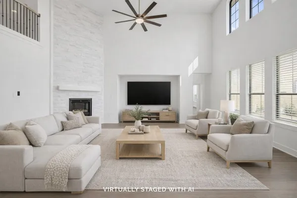 a workspace with furniture and window