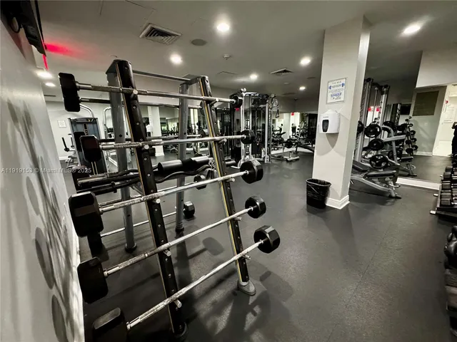 a view of a room with gym equipment