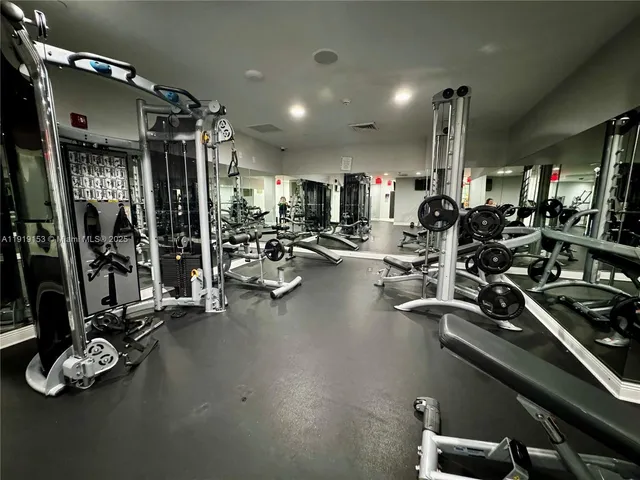 a view of a room with gym equipment