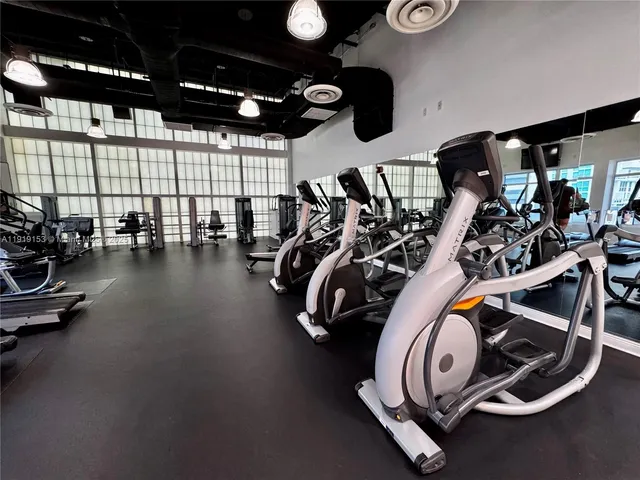 a view of a room with gym equipment