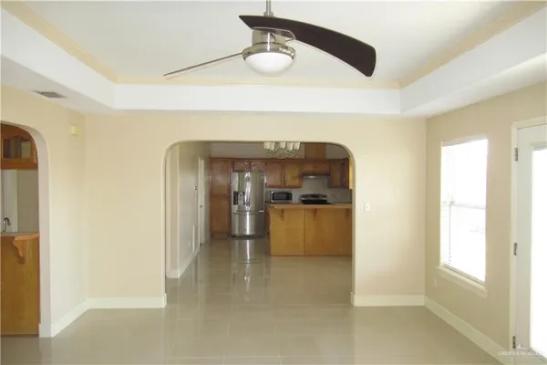a view of hallway with livingroom