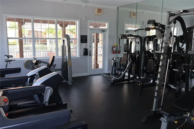 a view of a room with gym equipment