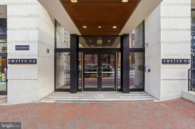 a view of a building entrance