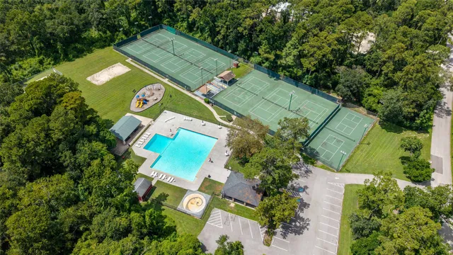 an aerial view of a house