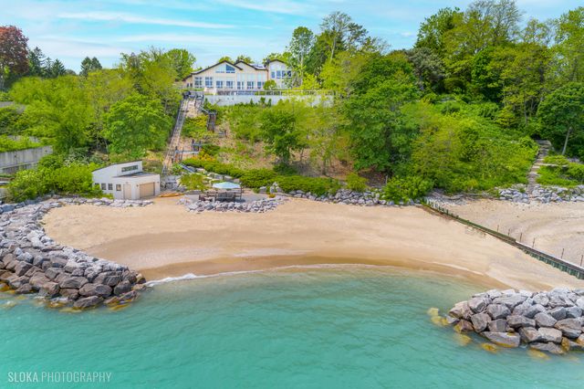 a view of a street with a building in the background