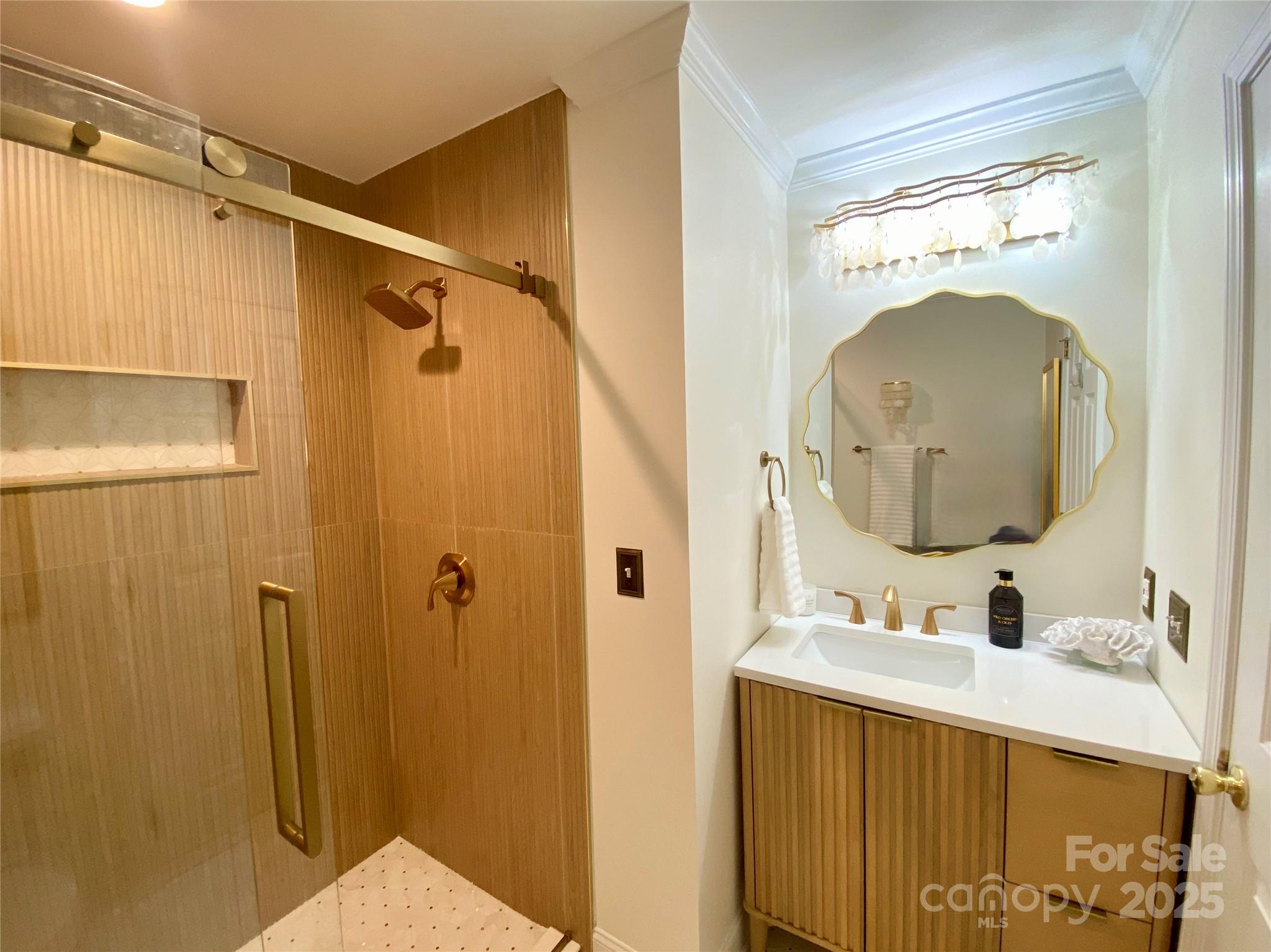 17810 Half Moon Lane, Unit L Cornelius, NC 28031 - Photo 31 of 48 a bathroom with a sink mirror and shower