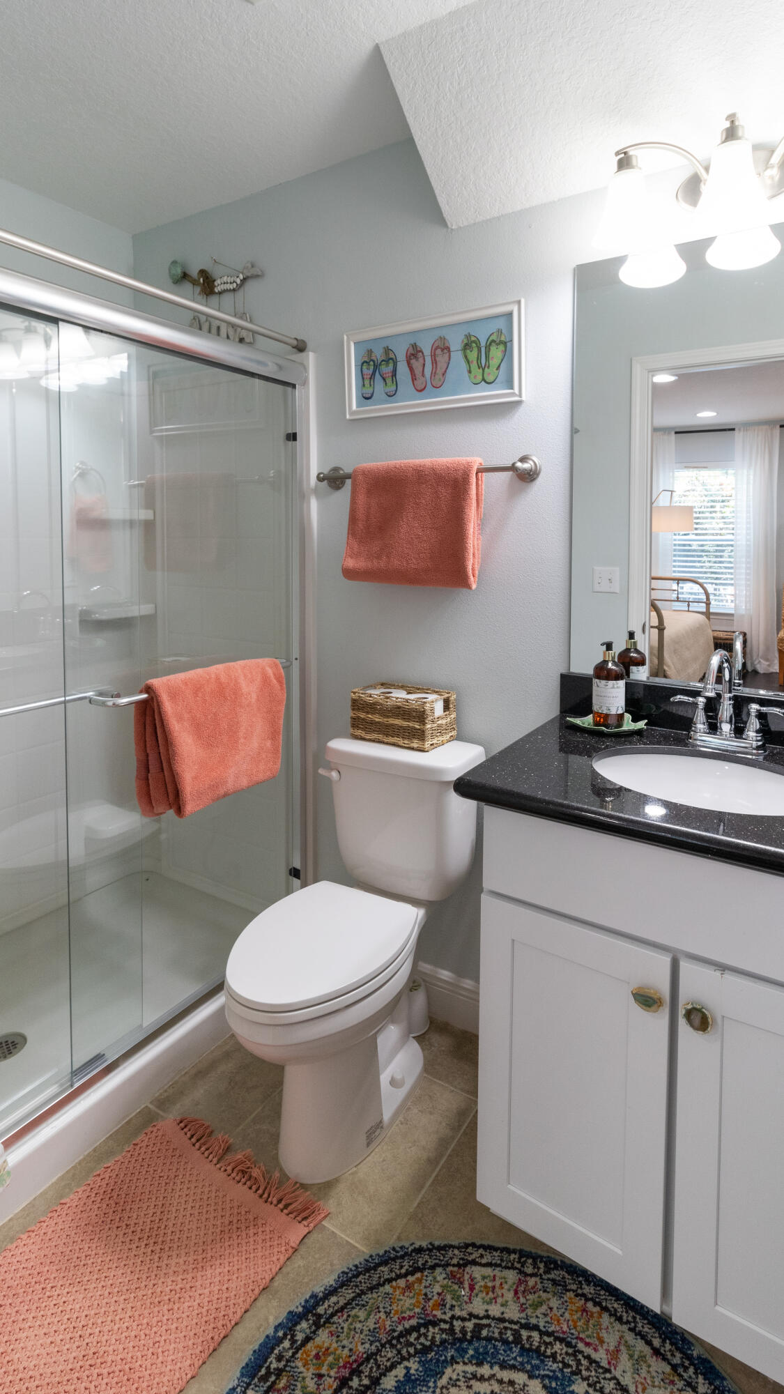 146 Sandpine Loop Inlet Beach, FL 32461 - Photo 12 of 50 a bathroom with a granite countertop toilet sink and shower