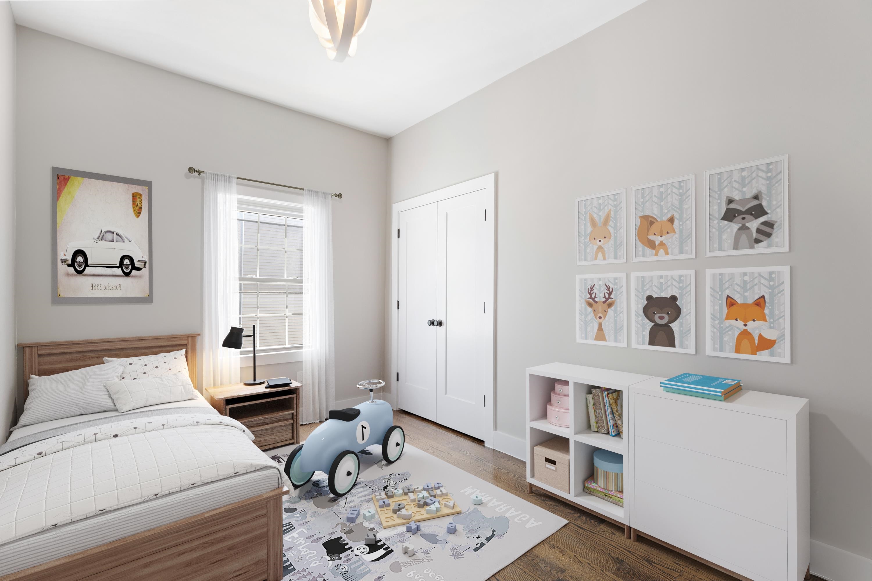 189 Hackensack Plank Road Weehawken, NJ 07086 - Photo 17 of 46 a bedroom with furniture and a book shelf