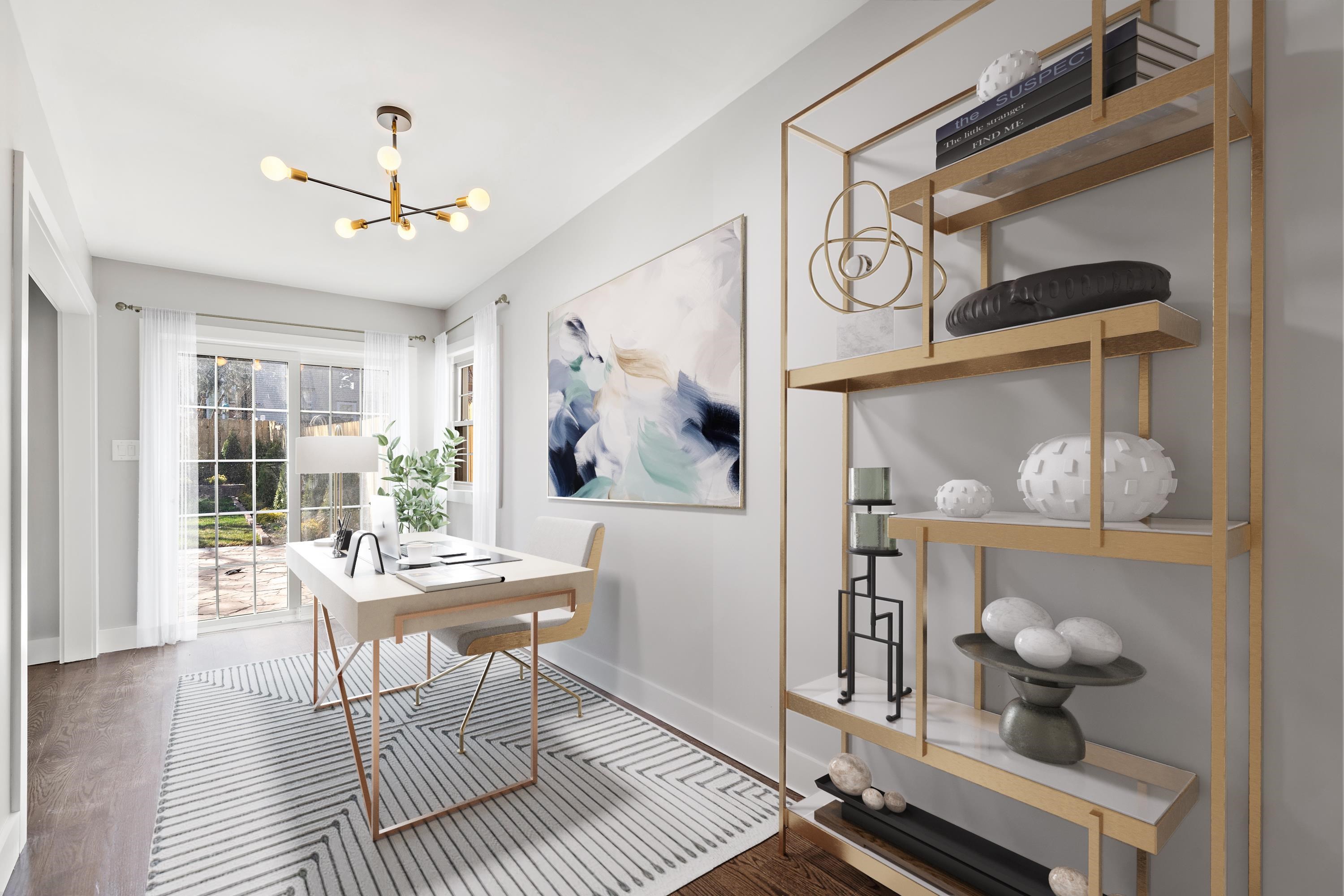189 Hackensack Plank Road Weehawken, NJ 07086 - Photo 7 of 46 a dining room with wooden floor and chandelier