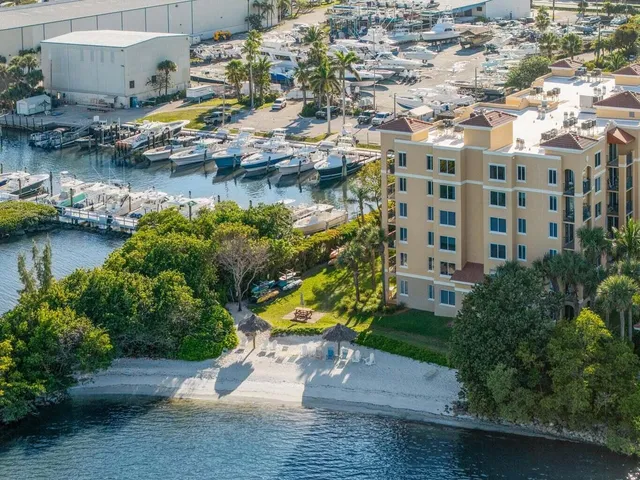 a view of a lake with a building in the background