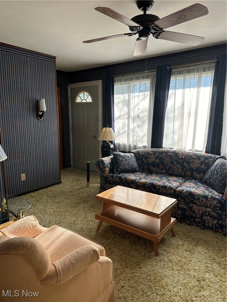 314 Devon Road Woodsfield, OH 43793 - Photo 29 of 50 Carpeted living area with healthy amount of natural light and ceiling fan