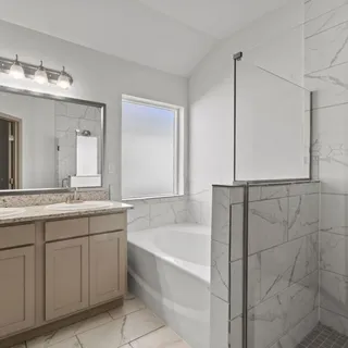 a bathroom with a shower