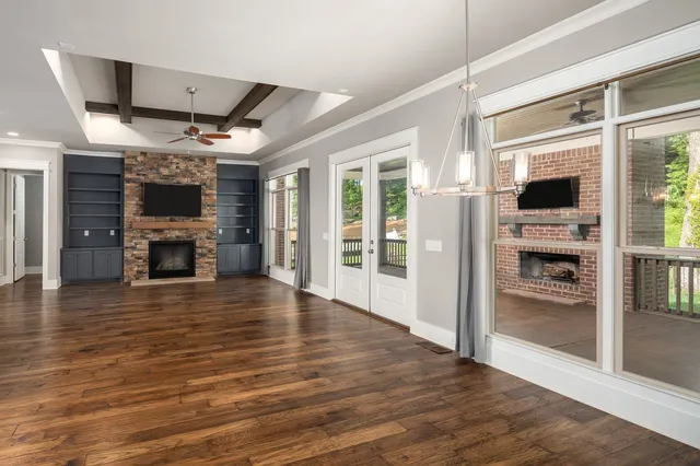 a view of a livingroom with a flat screen tv