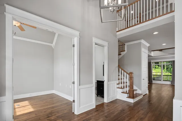a view of entryway with wooden floor
