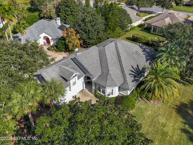 an aerial view of a house