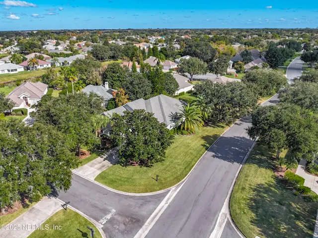 an aerial view of a house