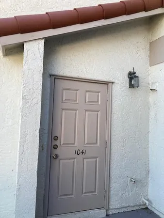 a view of wooden door
