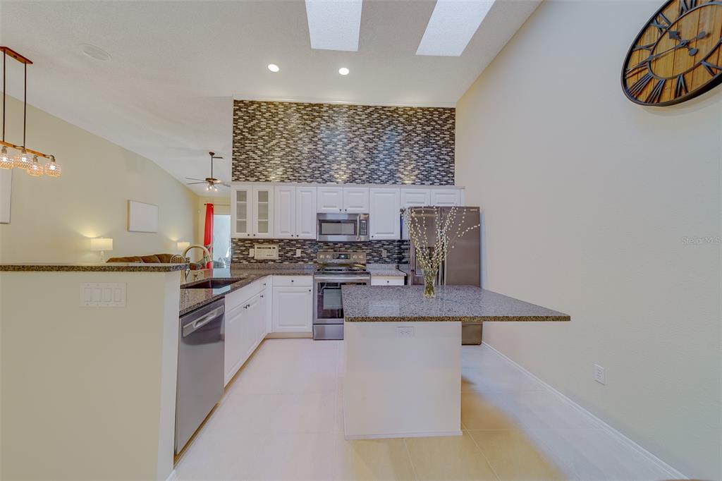 4405 Connery Court Palm Harbor, FL 34685 - Photo 14 of 51 a kitchen with stainless steel appliances granite countertop a sink a stove and a refrigerator