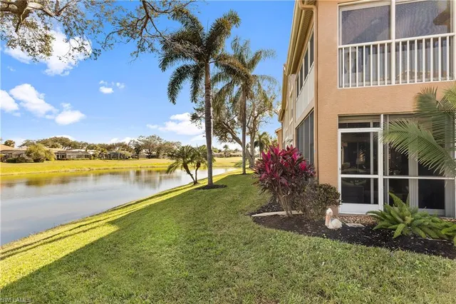 a view of a garden with a lake