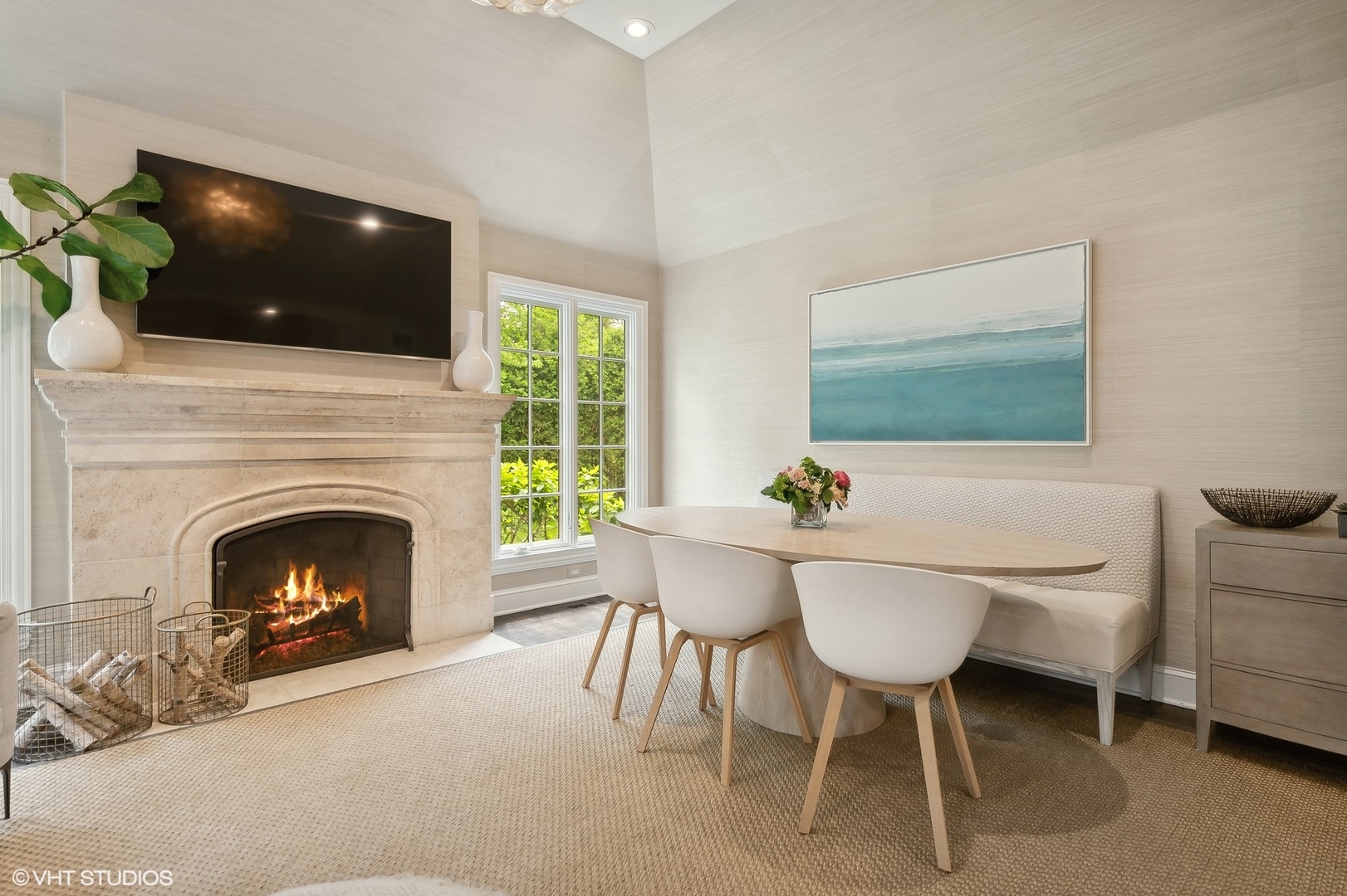 851 Sheridan Road Winnetka, IL 60093 - Photo 28 of 66 a living room with furniture a flat screen tv and a fireplace