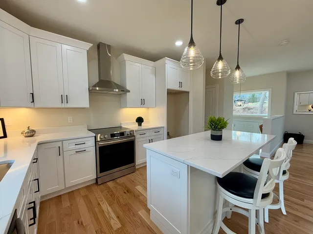 a view of kitchen and dining room