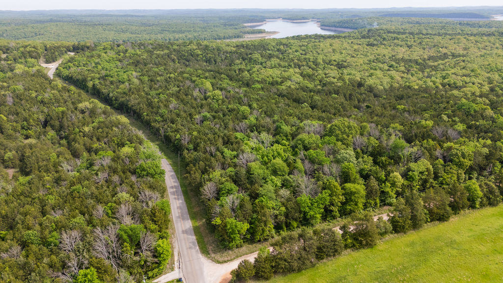 1 Horseshoe Bnd Road Lead Hill, AR 72644 - Photo 24 of 46 Expansive wooded acreage featuring a paved road, a natural land contour, and a visible body of water in the background