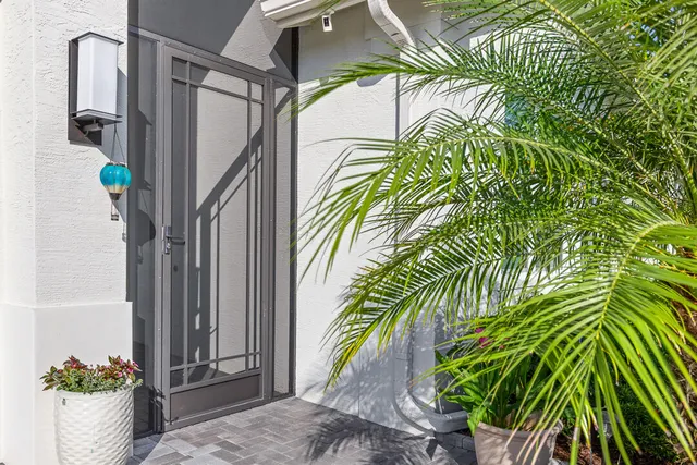 a living room with furniture a potted plant and a flat screen tv