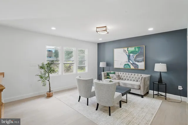a view of a livingroom with furniture and a potted plant