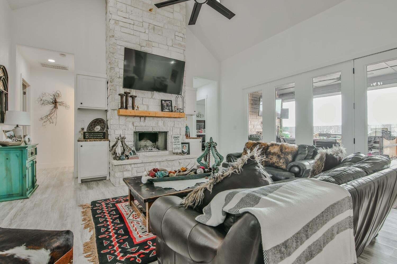 19210 County Road 2240 Lubbock, TX 79423 - Photo 3 of 46 a living room with furniture fireplace and flat screen tv