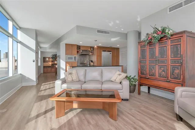 a living room with furniture and a couch