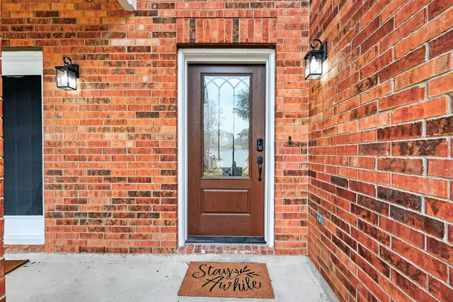 a front view of a house with a door