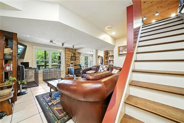 a view of swimming pool from a balcony