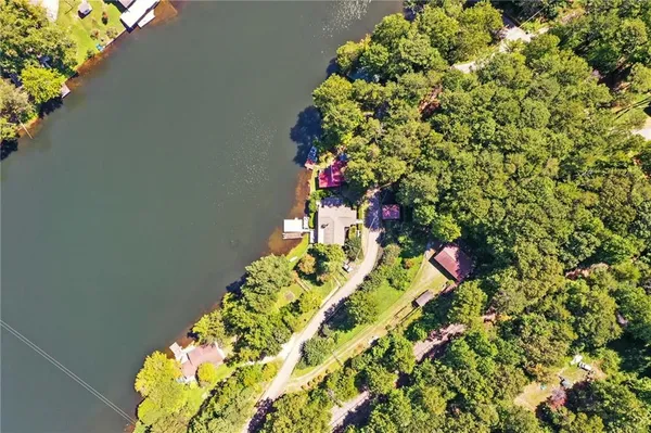a view of lake with mountain