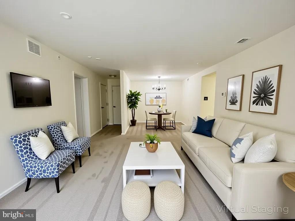 Virtually Staged living and dining room