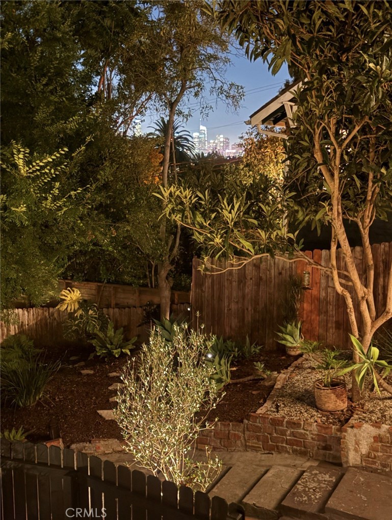 2207-2009 Apex Avenue Los Angeles, CA 90039 - Photo 50 of 64 Solar lights adds a moody bit of light highlighting the foliage but does not overpower the gorgeous city lit skyline of infamous Downtown LA.