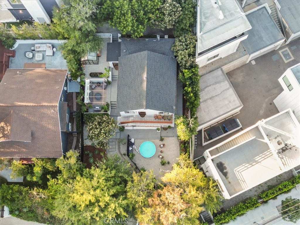 2207-2009 Apex Avenue Los Angeles, CA 90039 - Photo 61 of 64 Aerial View. Home is in the middle with the teal pool in the middle.