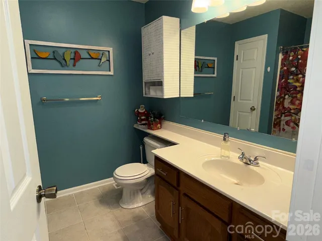 a bathroom with a sink toilet and mirror