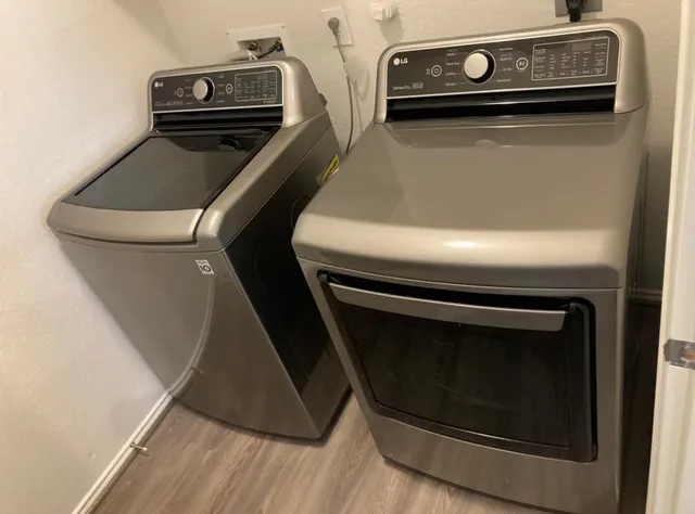 a close view of washer and dryer