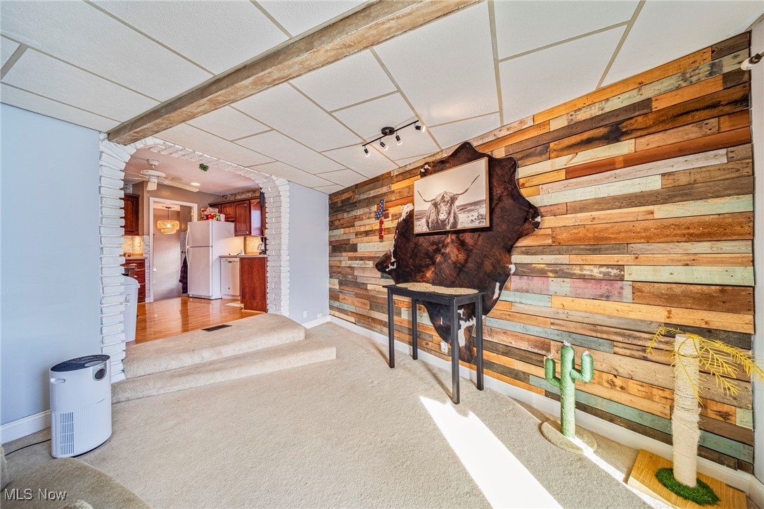 617 Pendley Road Willowick, OH 44095 - Photo 11 of 44 Hall featuring light carpet, track lighting, and wood walls