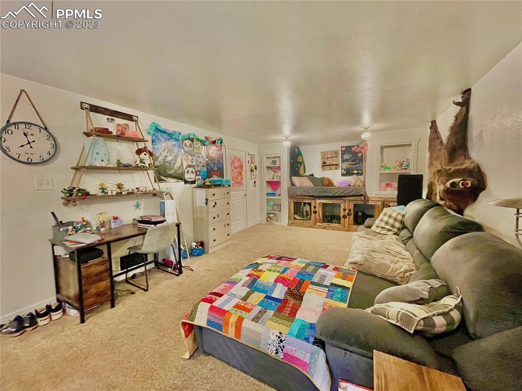 8715 Chipita Park Road Cascade, CO 80809 - Photo 23 of 25 a bedroom with furniture and a wooden floor