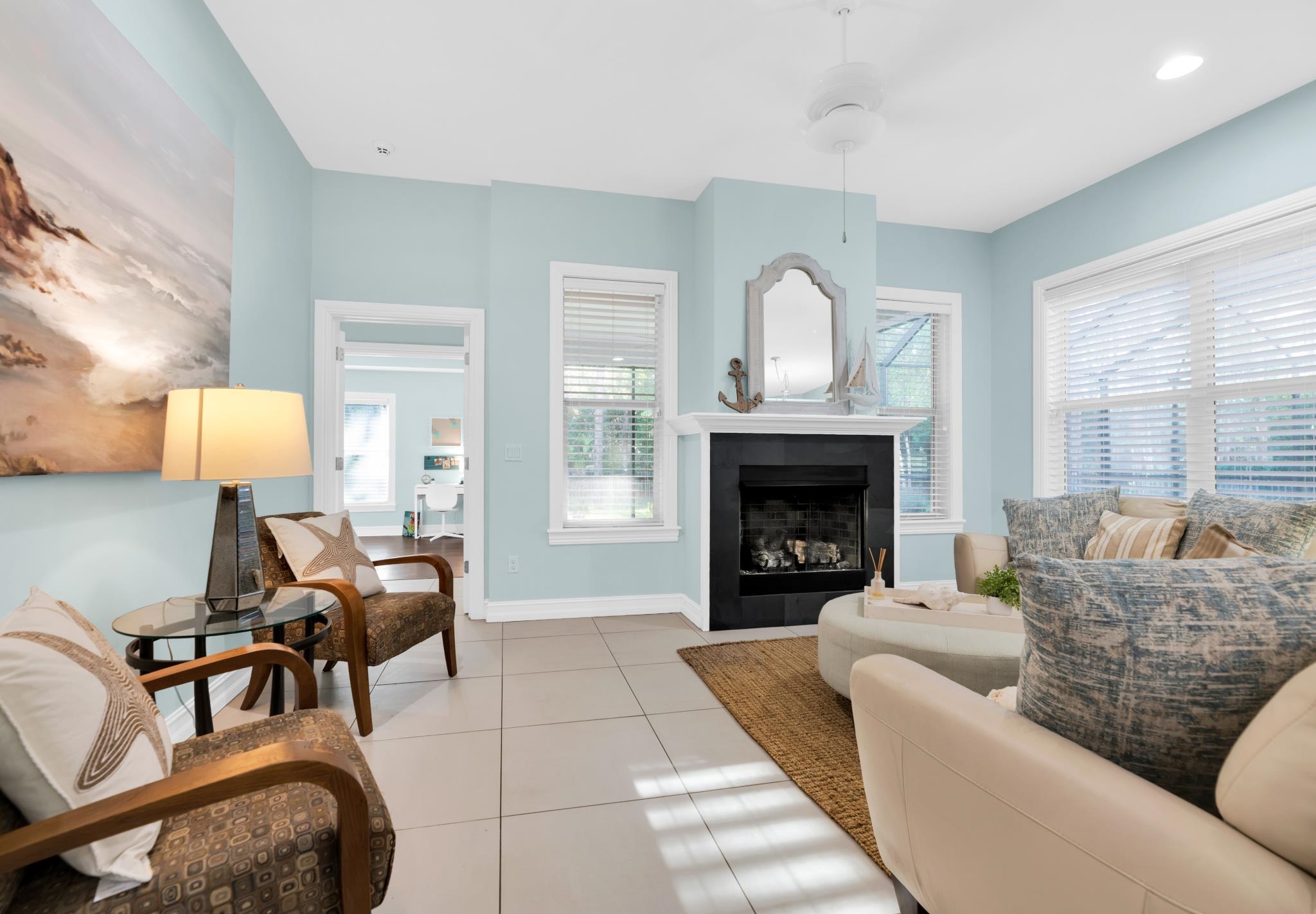 113 Needle Palm Drive St. Augustine, FL 32086 - Photo 22 of 46 a living room with furniture and a fireplace