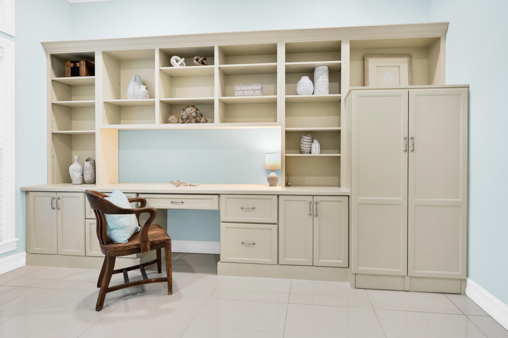 113 Needle Palm Drive St. Augustine, FL 32086 - Photo 7 of 46 a workspace with a chair and cabinets