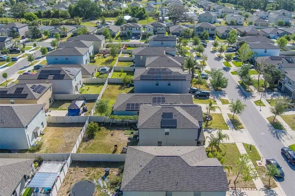 an aerial view of multiple houses